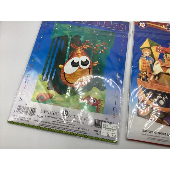 Set Of 3 SANTORO SWING CARDS- 3-D - Greeting Cards Fish Rocking Horse Cats - Picture 12 of 12